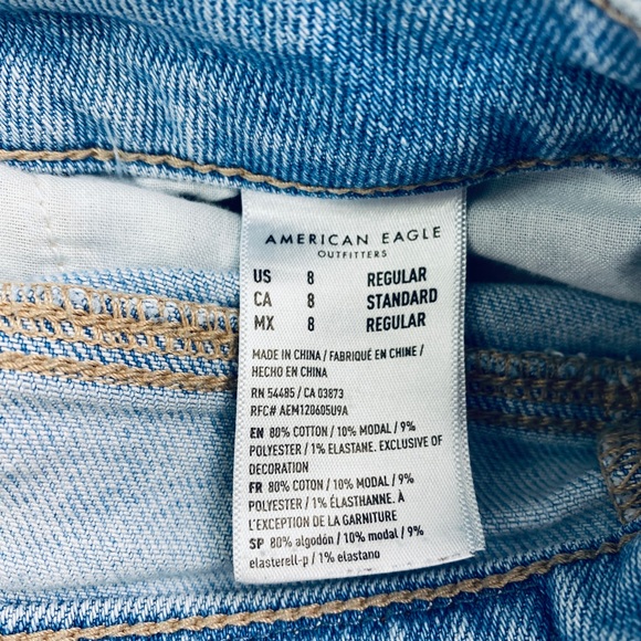 American Eagle High Rise Ripped Mom Straight Jean in indigo medium wash - Picture 6 of 8